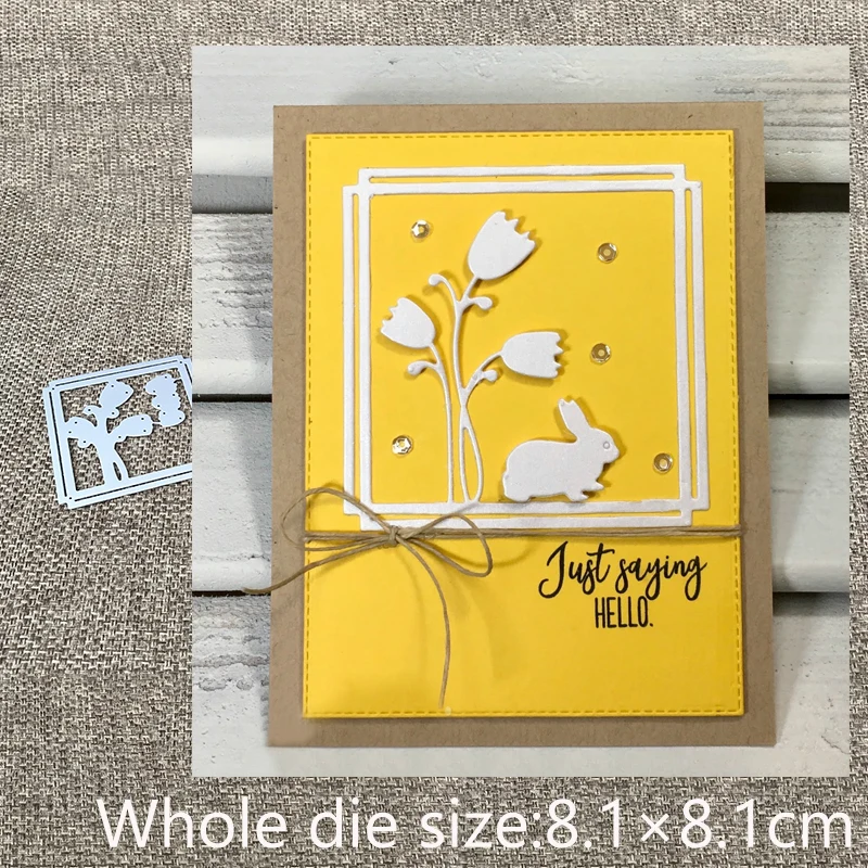 

New Design Craft Metal die cuts Cutting Die tulip flower square frame scrapbooking Album Paper Card Craft Embossing die cuts