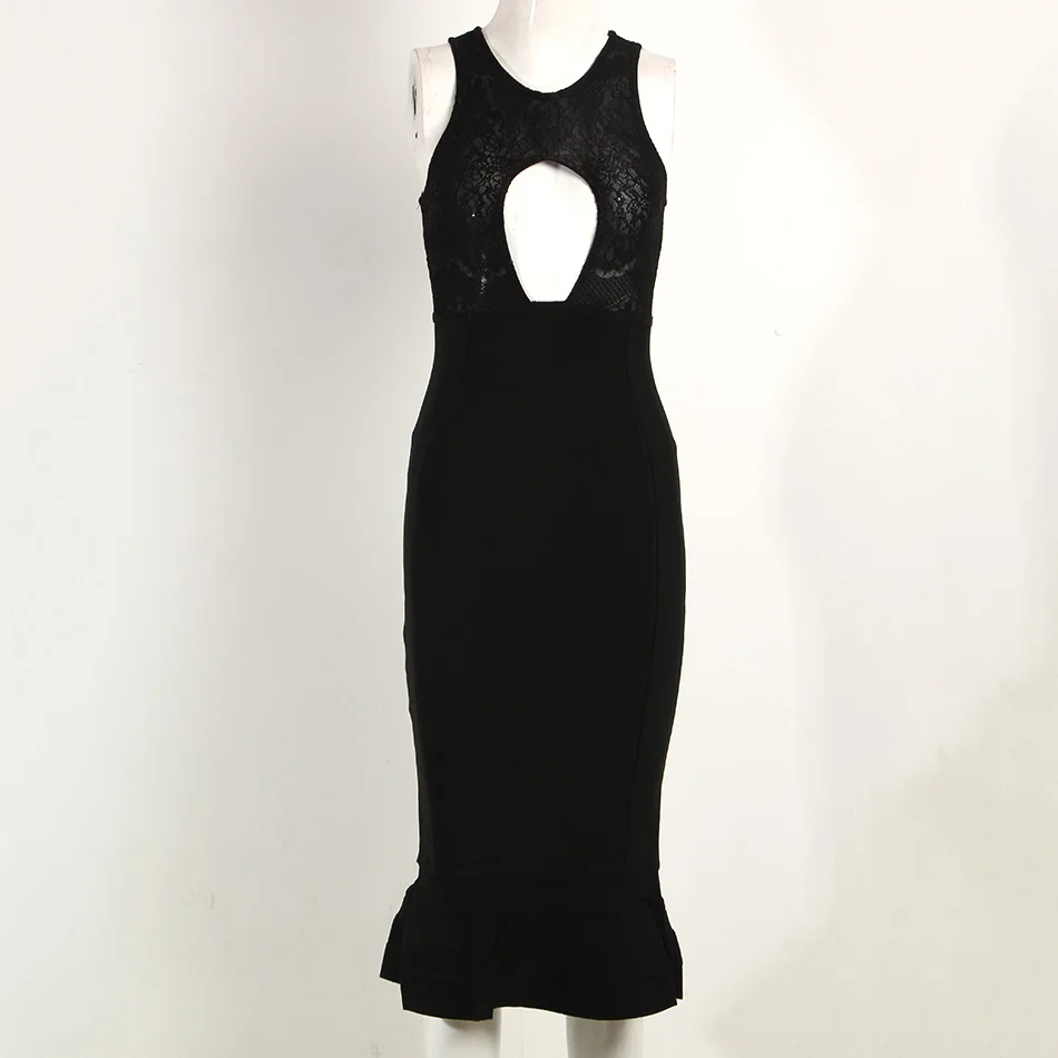 Новинка 2021 женское черное ажурное кружевное лоскутное облегающее Бандажное