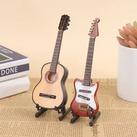16 dollhouse miniature wooden electric guitar with stand model instrument toy doll house decoration accessories