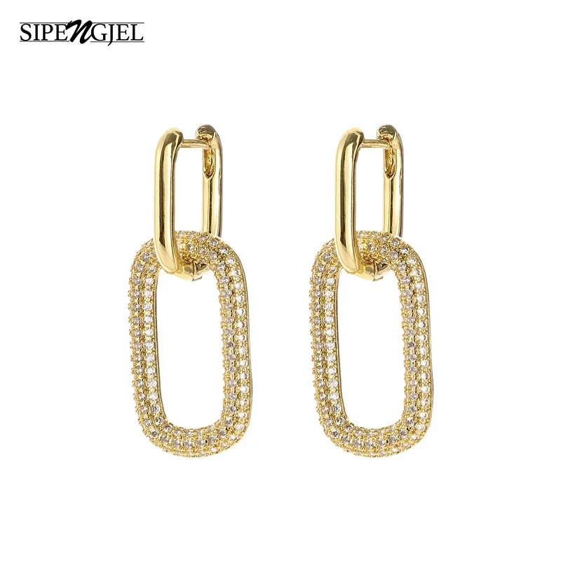 

SIPENGJEL Fashion Steampunk Geometric Hoop Earrings Punk Large Oval Dangle Drop Earings For Women Wendding jewelry 2022