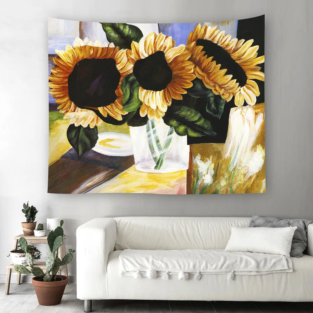 

Morden Simple Oil Painting Flower Tapestry Wall Fabric Morden Wall Cloth Tapestries Dorm Home Decor Floral Tapestry Wall Hanging