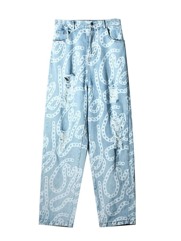 

Women Jeans High Waist Wide Leg Jeans Ripped Loose Straight Mop Pants Fashion Ripped Jeans for Women Pants High Waisted Jeans