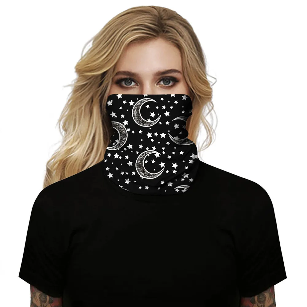 

Star and Moon Printing Face Scarf Outdoor Neck Gaiter Multifunctional Face Mask Riding Neckerchief Windproof Headwrap