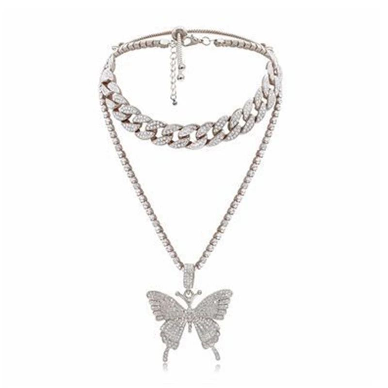 Necklace Pendant Cuban Link Chain Choker Women Girls Chains Luxury Bling Hip Hop Jewelry | Украшения и аксессуары