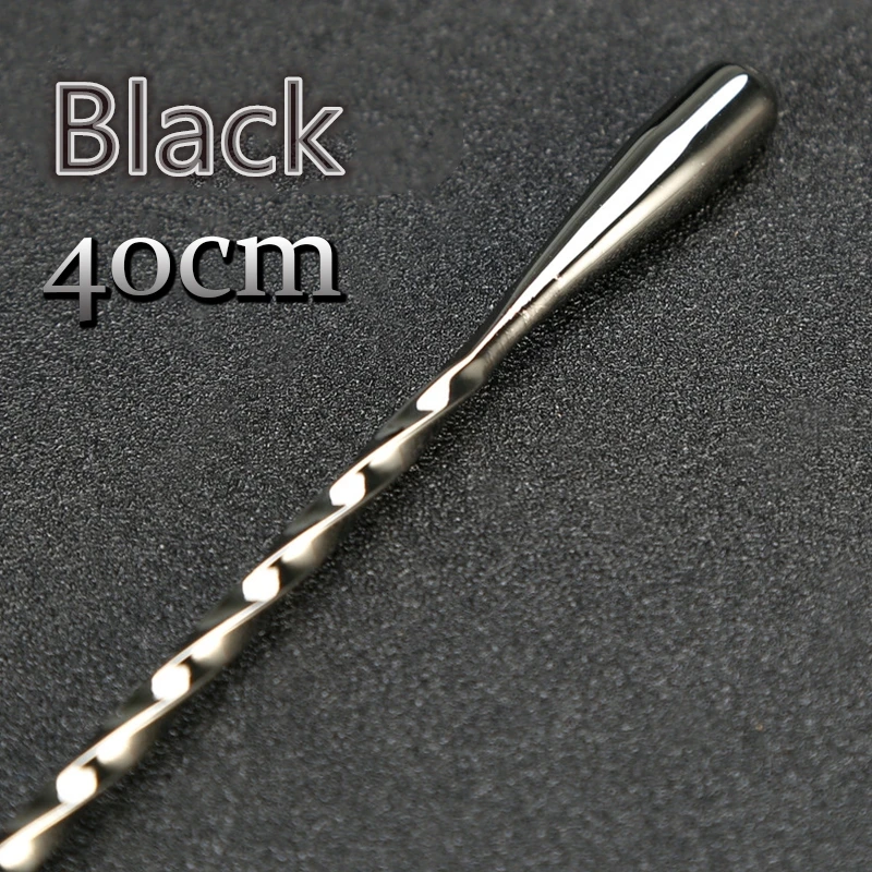 400mm Black 304 нержавеющая сталь КАПЛЕВИДНАЯ матовая барная ложка для смешивания напитков ложки инструменты бармена Коктейльная ложка мешалка - Цвет: 400mm Black