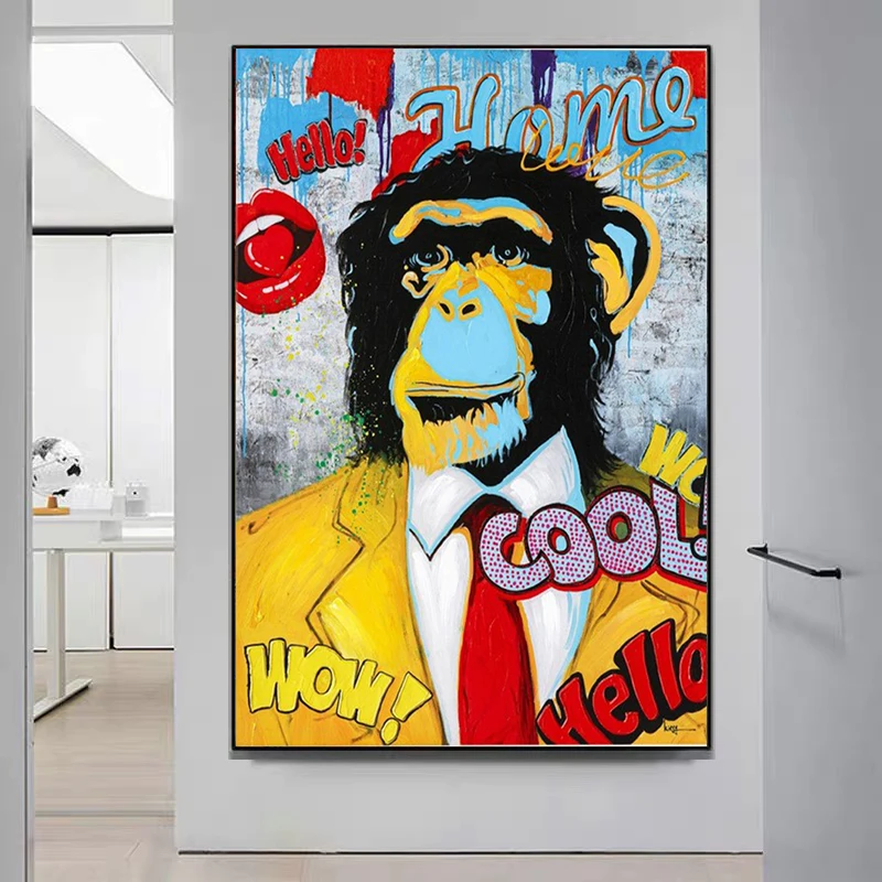 Уличное художественное изображение обезьяны на стену поп-арт картины лофт
