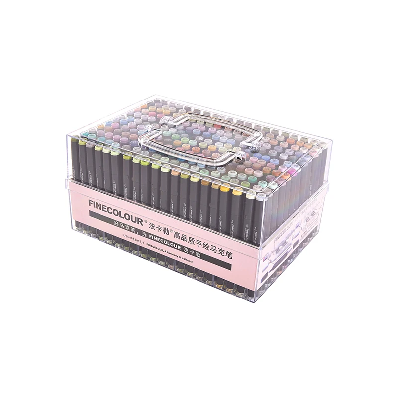 240colors-with-box Finecolour EF103 художественный маркер 240 цветов профессиональный двойной наконечник Мягкая головка кисти спиртовые чернила масляные маркеры Комический дизайн товары для рукоделия - Цвет: 240colors-with-box