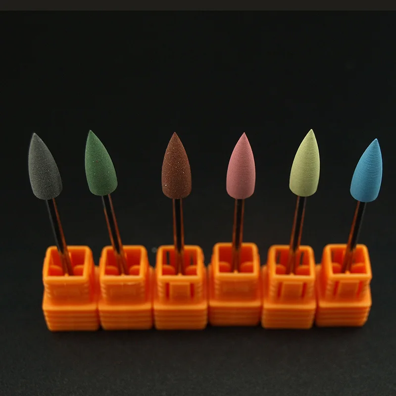 Высокое качество 6 шт./лот силиконовая насадка для полировки ногтей конусные