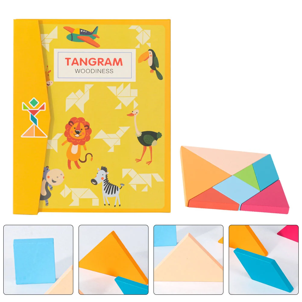 

1 набор интересных обучающих пазлов Tangram для раннего развития, деревянные головоломки (желтые)