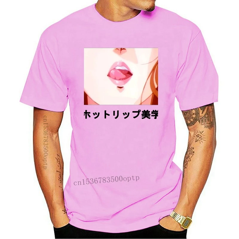 Новая аниме эстетика Vaporwave Горячие губы глитч Otaku Vibe Premium футболка |