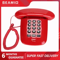 beamio fskdtmf wired telephone with ringtone adjustment pulse tone corded landline phone for desk home office bedroom red