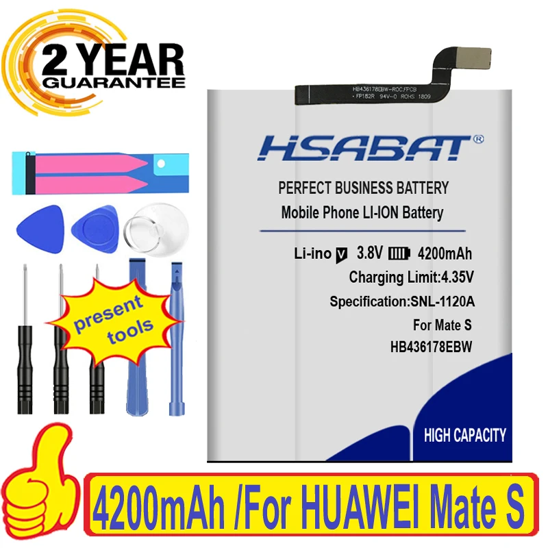 HSABAT 100% новый топ бренд 4200 мАч аккумулятор для HUAWEI Mate S CRR CL00 HB436178EBW UL00 L09 L13 L23|battery for