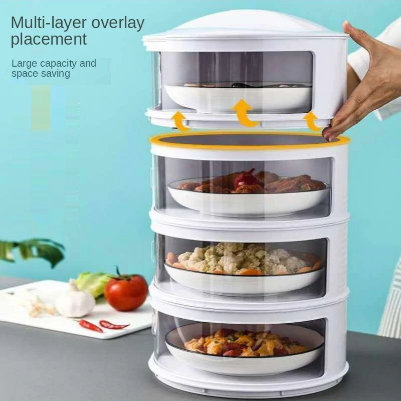 

Multi Layer Heat Preservation Kitchen Cover Table Leftover Food Storage Box Household Transparent Dust-proof Stackable Food