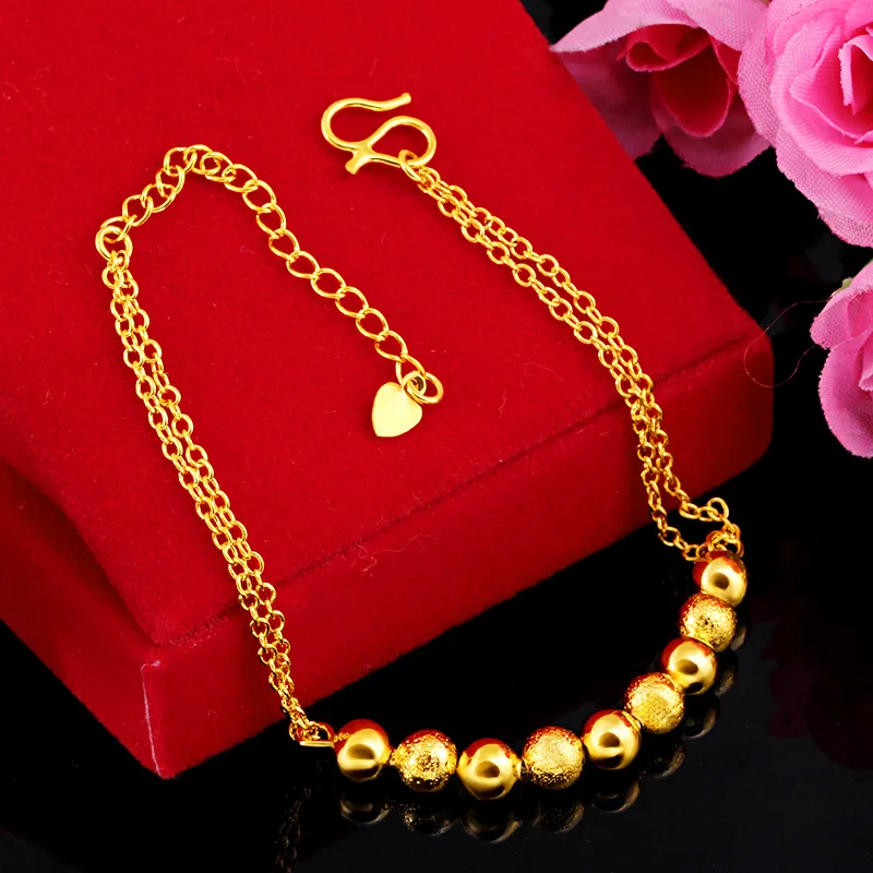 

Elegant 18k gold plated double transfer beads bracelet ladies bracelet bracelet bracelet wedding exquisite jewelry gift