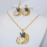 ethiopian jewelry sets for women gold flamingo rings earrings african blue birds france arab dubai black color gift