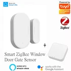 Умный датчик двери Zigbee Tuya, датчик открытия дверей и закрытия, система сигнализации для дома, совместима с приложением Alexa Google Home Smart Life