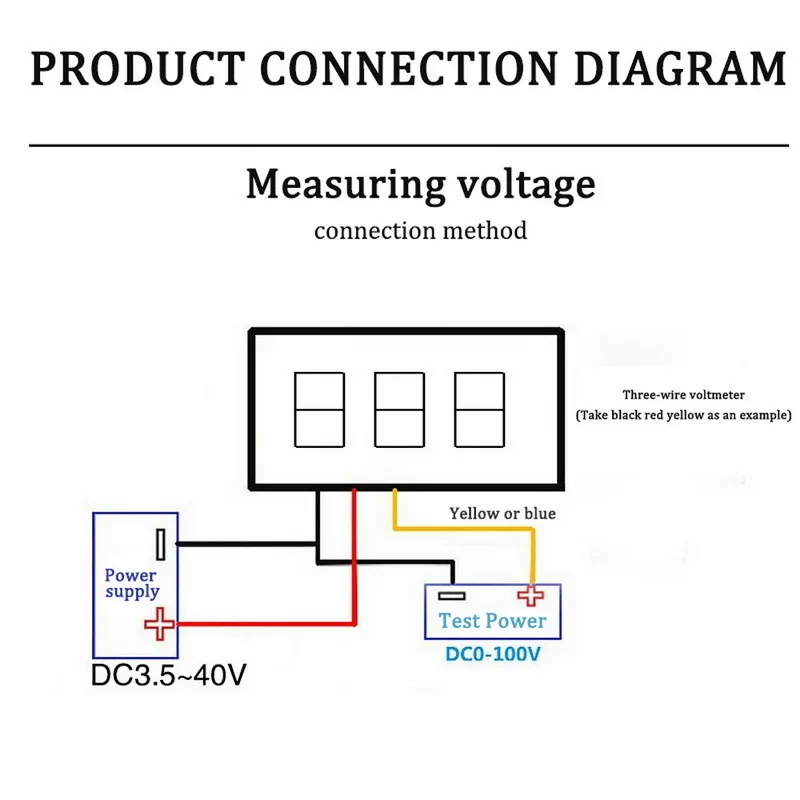 

Mini Digital Voltmeter 3 Digit 0-100V DC Voltage Meter Panel Electric Voltage Tester Gauge Three Wires for Car Motorcycle