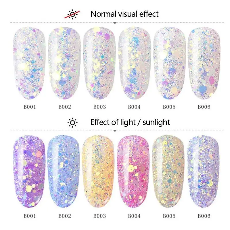 Хамелеоновые Блестки для ногтей 1 коробка блестки УФ гель украшения цветной