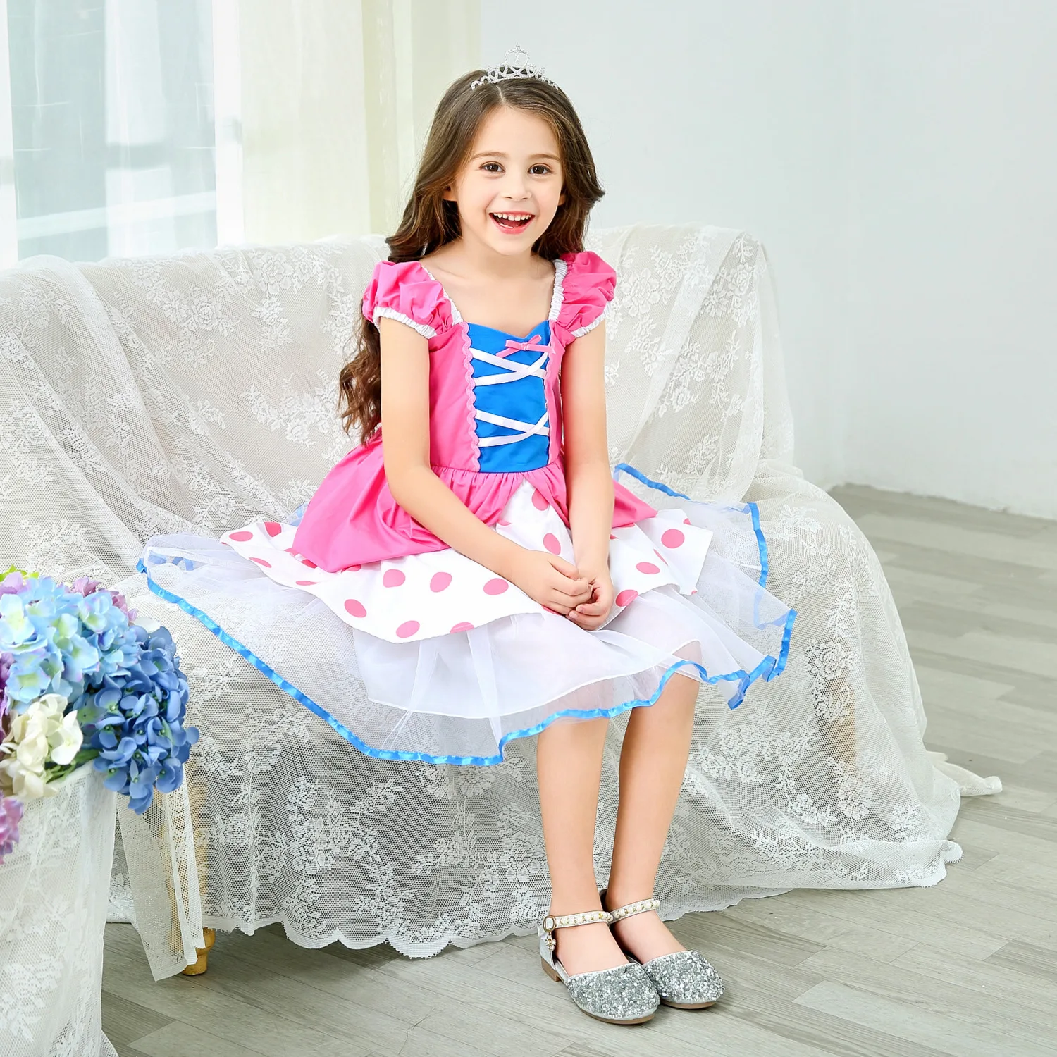 

Платье принцессы с коротким рукавом для девочек, летнее мультяшное аниме милое платье принцессы для косплея, детское платье на Хэллоуин, Ро...