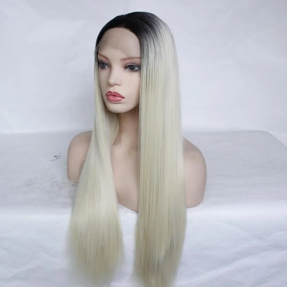 MRWIG естественный вид 1b# ombre#613 блонд синтетический бесклеевой передний парик короткие темные корни часть Термостойкое волокно