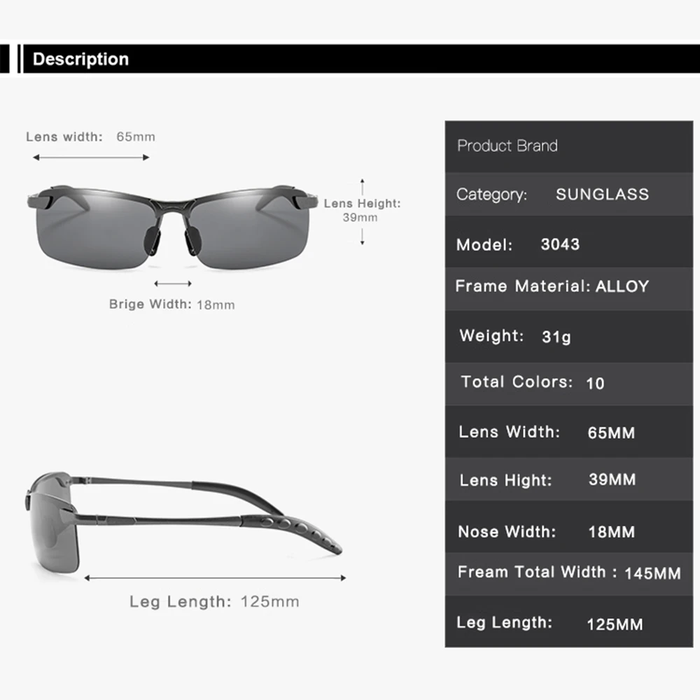 AIELBRO фотохромные поляризованные мужские солнцезащитные очки для вождения