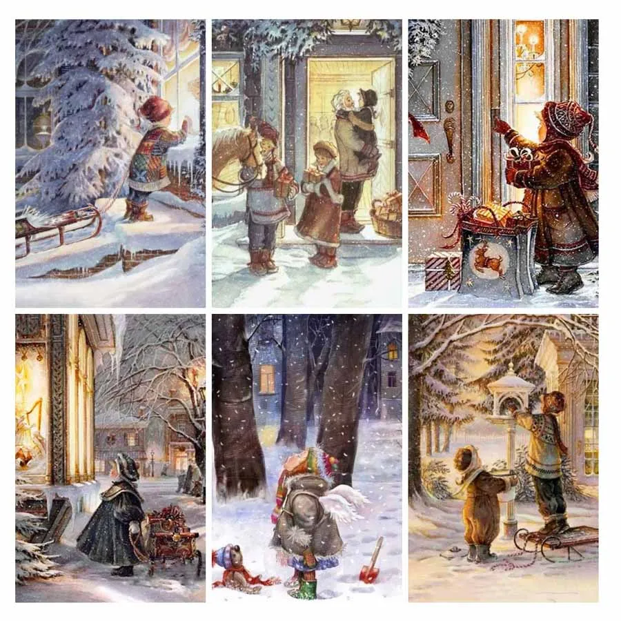 

Winter Kid 5d diy full diamond painting rhinestone embroidery sale child mosaic cross stitch kits home decoration AA3056