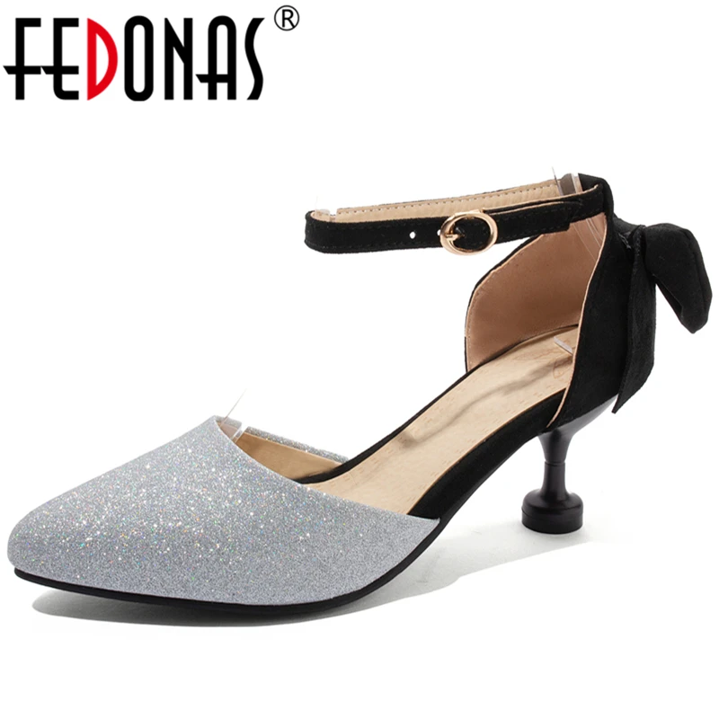 Женские свадебные туфли FEDONAS элегантные вечерние на тонком каблуке с острым