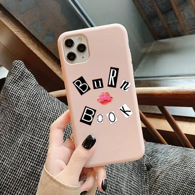 

Burn Book Kiss Mean Girls Bling Cute Phone Case Solid Color Soft Cover for iphone 13 11 Pro Max X XS Max XR 7 8 6 6S Plus Cases