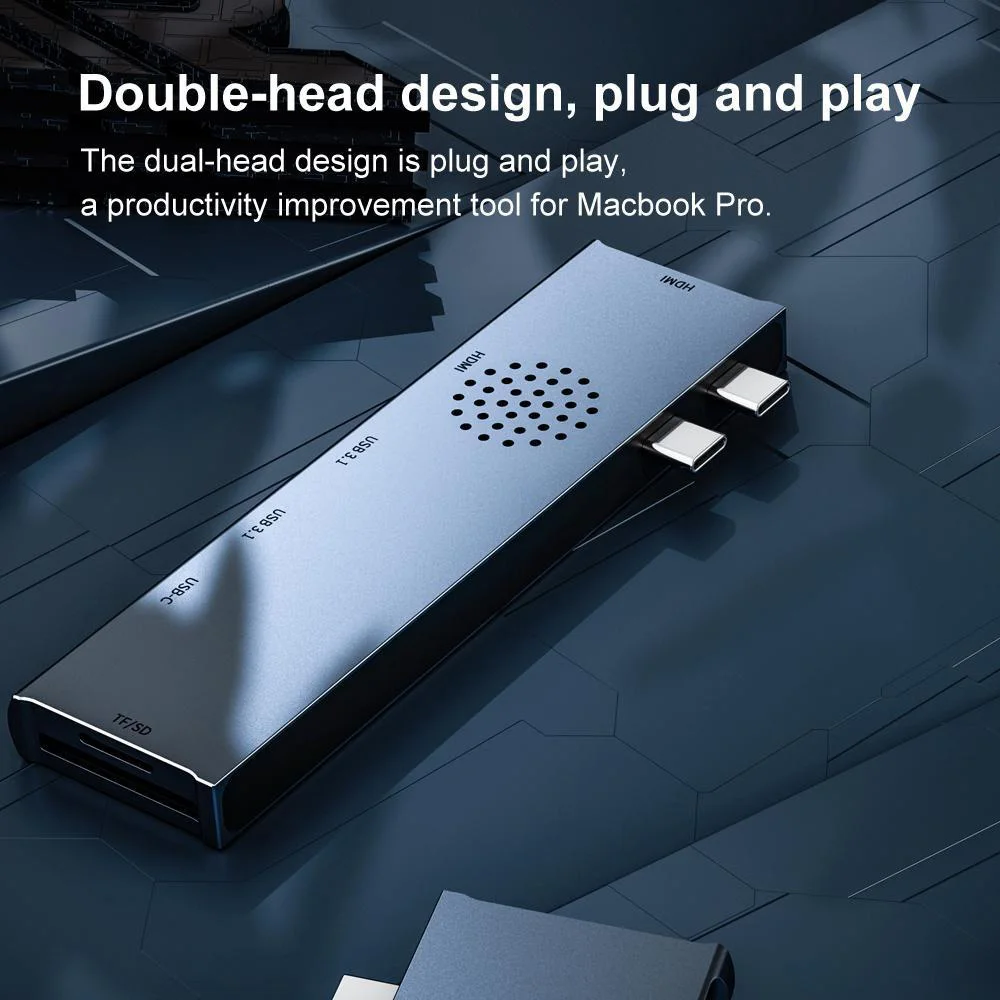 

7 in 1 Docking Stations Dual Head Type-c to Dual HDMI MST Multi-screen Mode Display USB3.1 Docking Station