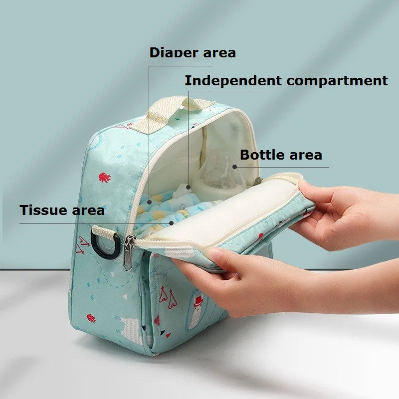 

Baby diaper bag, stylish reusable disposable printed maternity bag, wet-dry diaper bag, double ASA diaper bag, 23*22*10cm