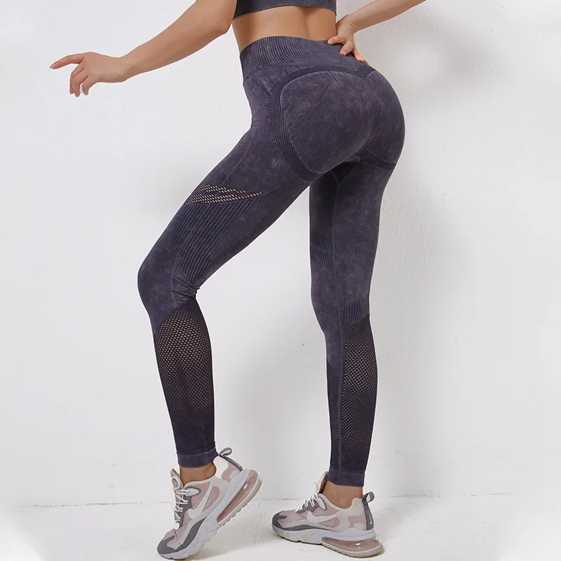 

2020 New Hollow Out Mesh Sports Seamless Leggings Camouflage Hip-lifting Quick-drying High-waist Yoga Pants Womens