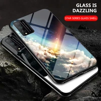 p smart 2021 gradient tempered glass case for huawei p40 lite e protective back cover for honor 30 play 4t pro hard glass case