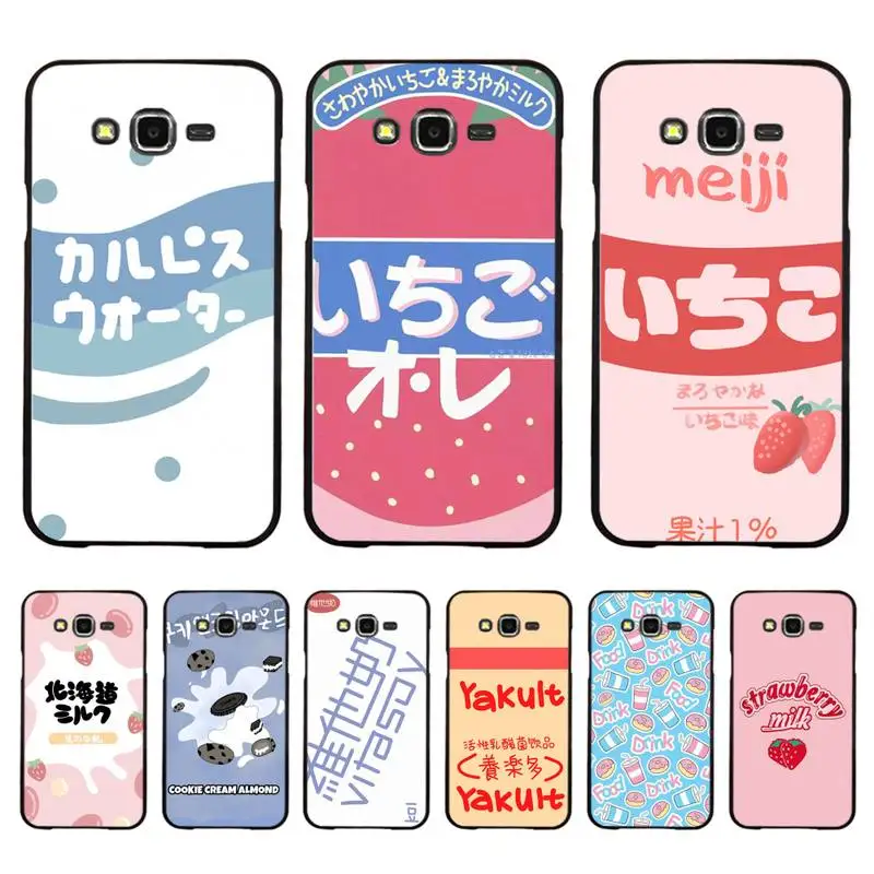 

Kawaii Japanese Strawberry Milk Drink Bottle Phone Case For Samsung Galaxy J4plus J6 J5 J72016 J7prime cover for J7Core J6plus