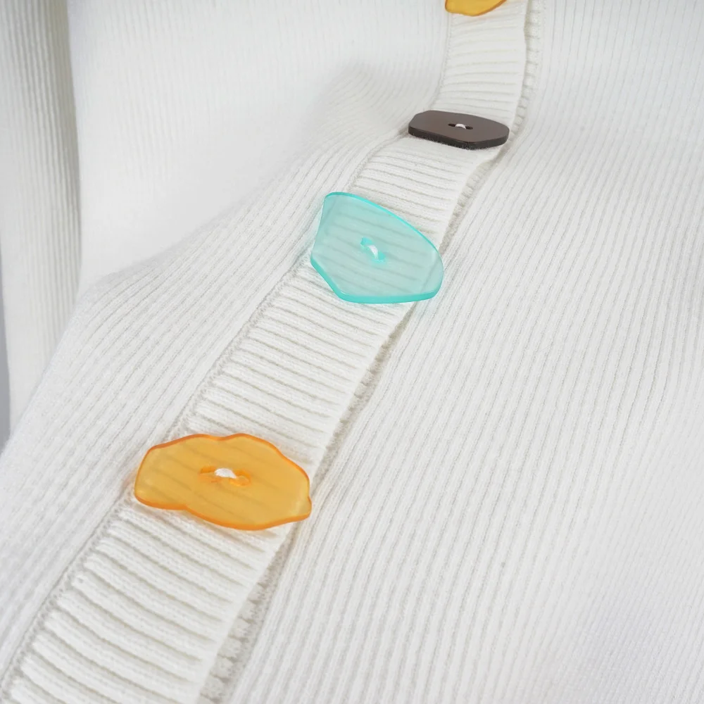 

DEAT 2021 New Spring And Autumn Casual Long Sleeve Slim Button V-neck Top Pullover Long Sleeve Sweater Top Women SL595