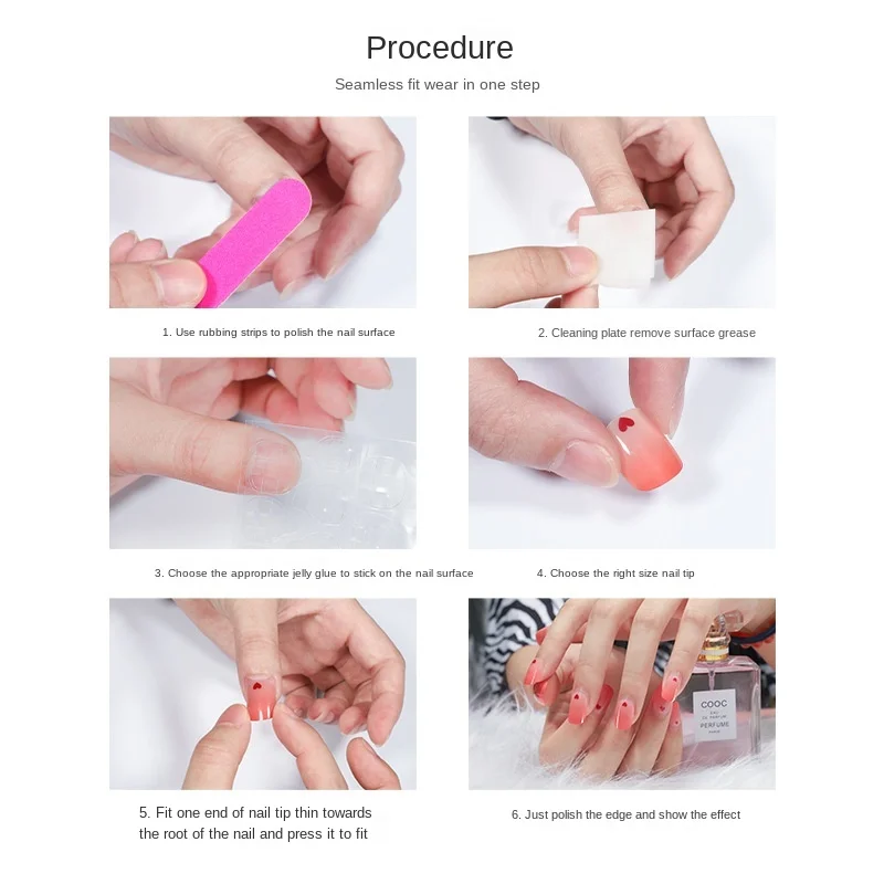 

2021 Beauty Nail Tip Wear Nail Beauty Nail Tip Boxed Set of 24 Nail Polish Nail Tip with Tool Kit Jelly Glue