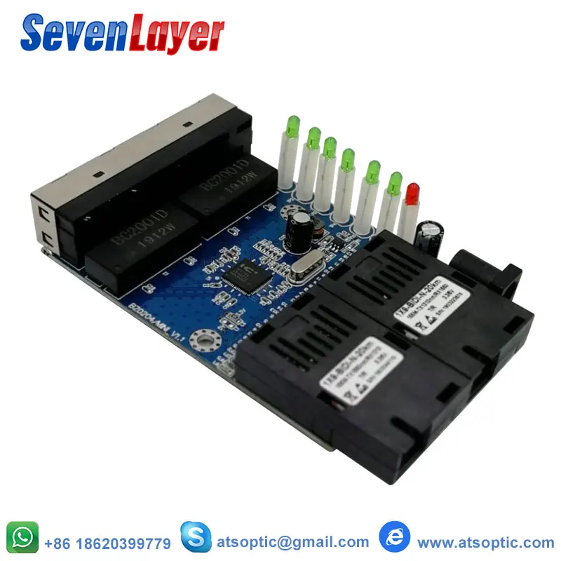 Ethernet переключатель волоконно-оптический медиа конвертер одномодовый 4 RJ45 и 2 SC