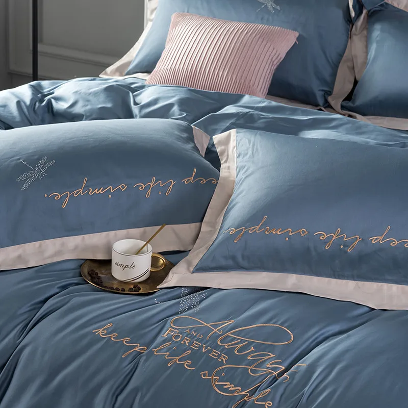 

Brief Style 80s Long Stapled Cotton 4pcs Bed Set Duvet Cover Pillowcase Bed Sheet Solid Blue Grey Brown Wine Red Yellow Green