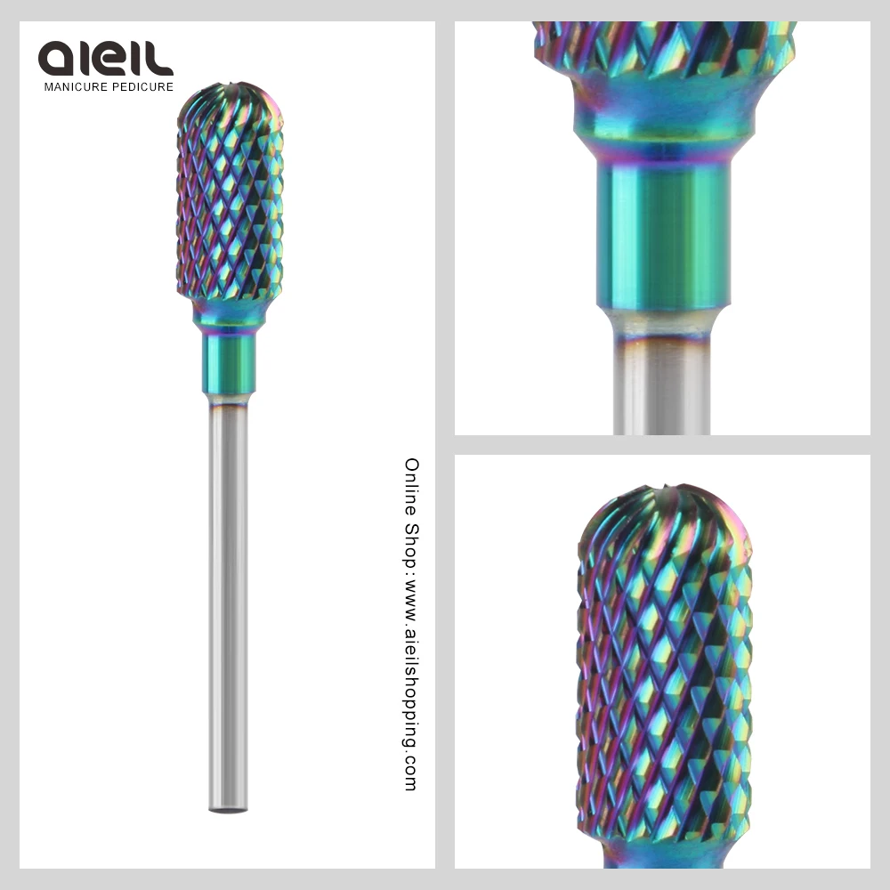 Радужное покрытие твердосплавные заусенцы Резак для маникюра ногтей сверло