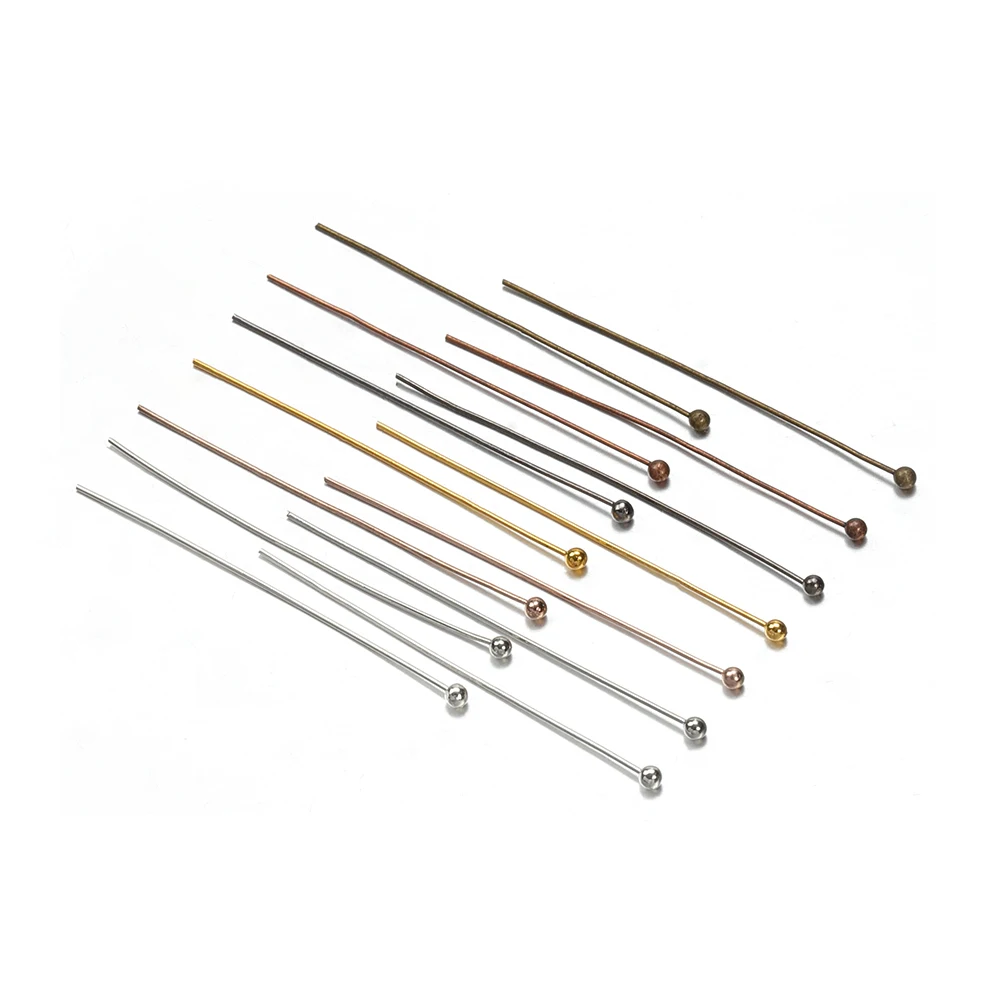 

200pcs/lot 16 20 25 30 40 mm Gold Metal Ball Head Pins For Diy Jewelry Making Head pins Findings Dia 0.5mm Supplies