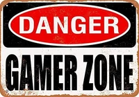 srongmao 8 x 12 tin metal sign vintage look danger gamer zone