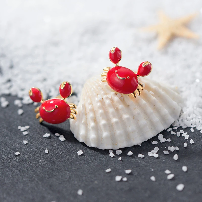 

Modian Cute Ear Stud for Girl 100% 925 Sterling Silver Enamel Crab Stud Earrings Easy Office Lady Week Jewelry For Women Gifts