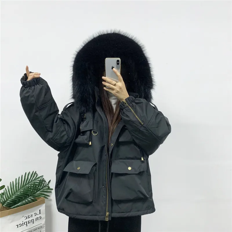 New Brand Design 2020 Winter Thick Warm Jacket Coats Ladies Drawsting Loose Short Parka Solid Pockets Women Down | Женская одежда
