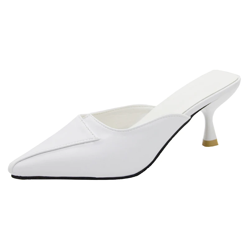 

PU Leather High heels pumps women shoes 2019 Summer shoes women Fashion Pointed Square heel sandals women Slip-On Casual shoes