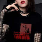 Женская готическая футболка в стиле Харадзюку, с графическим принтом в стиле дьявола и ужасов