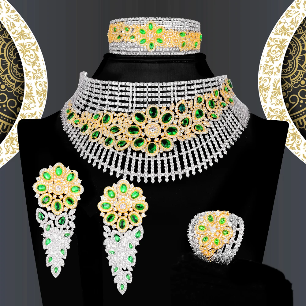 

missvikki Noble Super Luxury Gorgeous African 4pcs Bridal Zircon CZ Jewelry Sets For Women Wedding Dubai Nigeria Party Jewelry