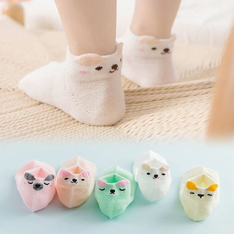 5 пар/лот детские носки короткие для мальчиков и девочек с милым дизайном