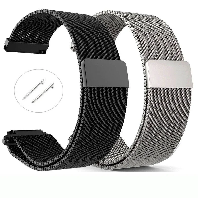 

Watch Band Stainless Steel Magnetic Absorption Loop Metal Mesh Watch Band Quick Release Strap for Marshal (Black, 22mm)