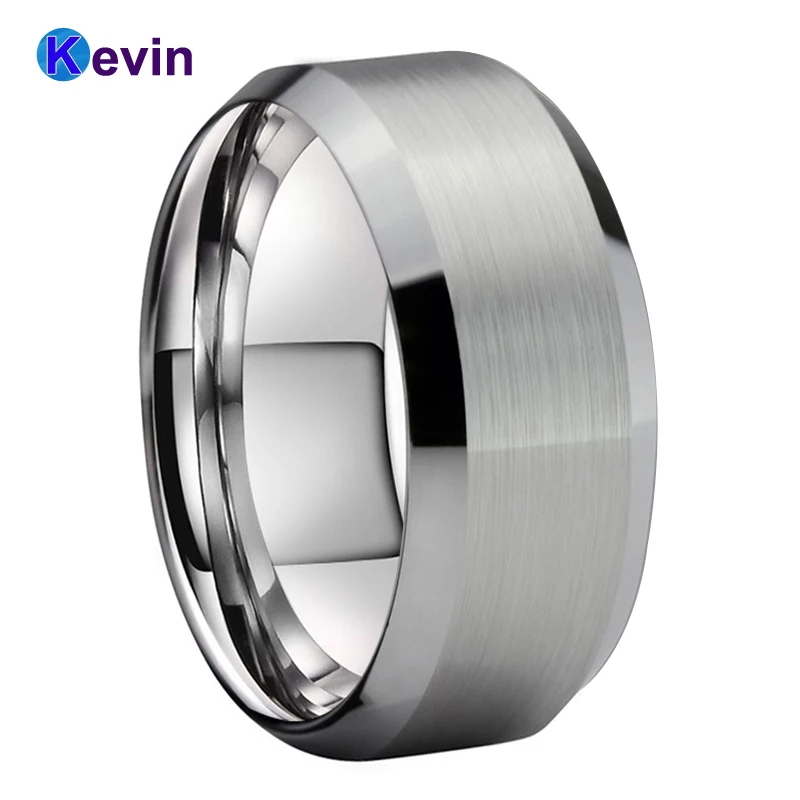 

Large Men Ring Tungsten Wedding Band Classic Jewelry With Bevel Edges And Brush Finish 10MM 12MM Comfort Fit