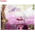 Алмазная живопись в виде животного фламинго, полностью квадратнаякруглая Алмазная вышивка сделай сам, мозаичные картинки-вышивки бисером по номерам