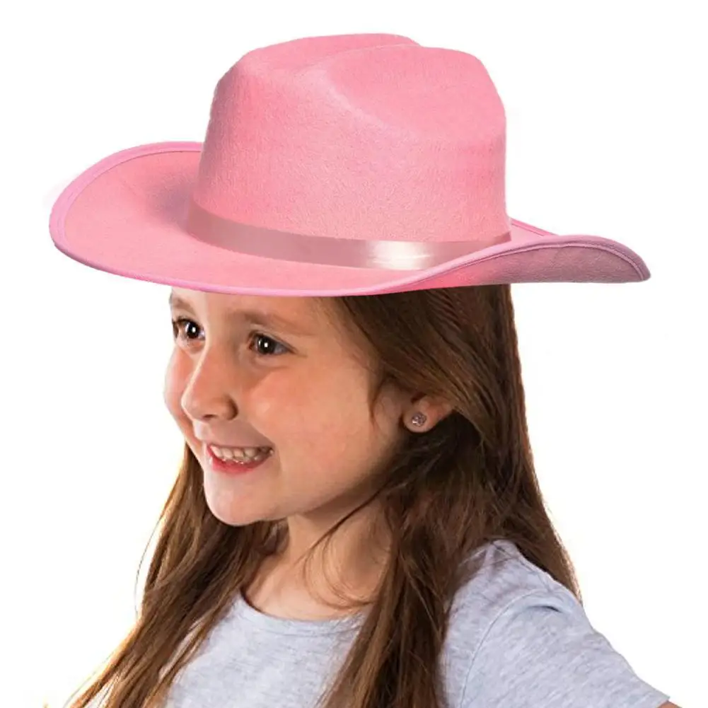 

Ковбойская шляпа с лентой, розовый головной убор, шляпа Cowgirl, праздничный костюм, шляпа с полями и перьями, Федора, шляпа для вечерние C4d8